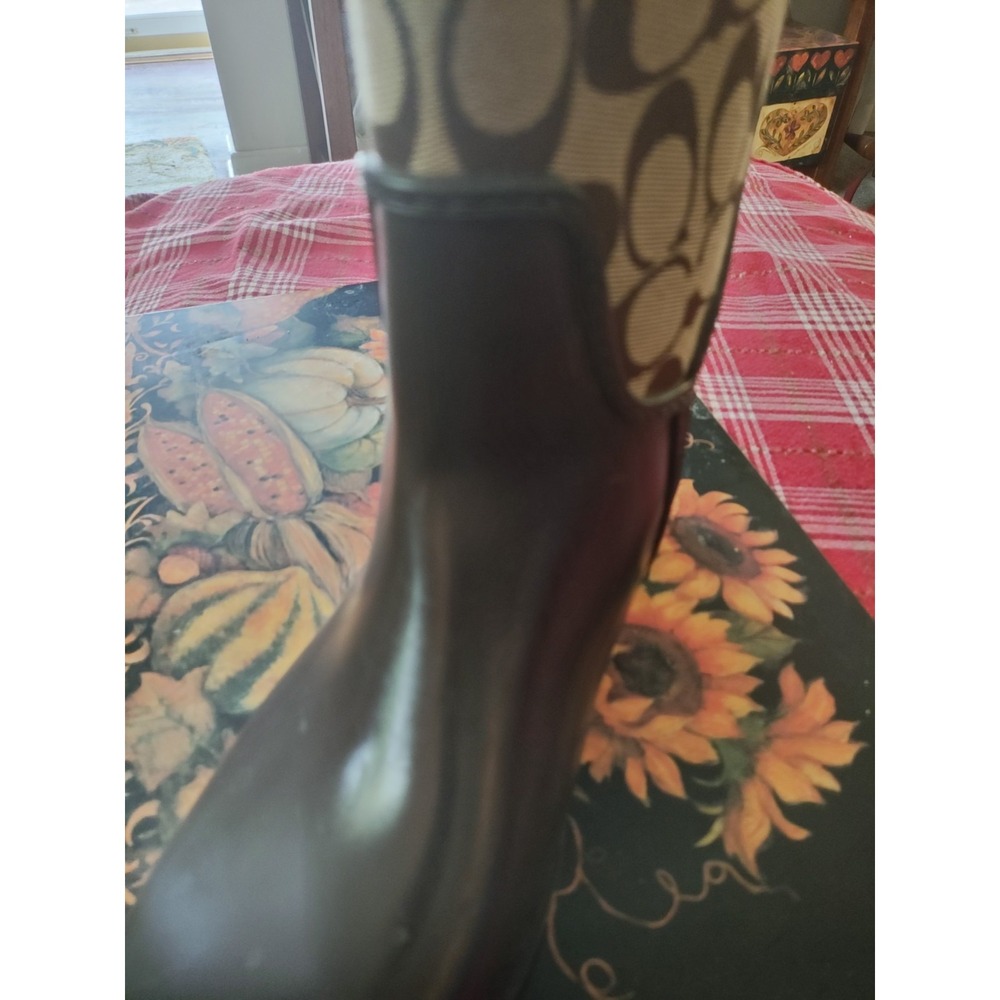 Coach Tristee Lace-Up Corset Signature Print Logo Rain Boots Brown Women's 9 - Picture 11 of 13